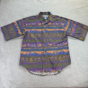Introspect Mens Multicolor Geometric Cotton Collared Button Down Shirt Medium